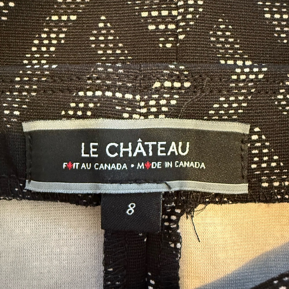 Le Chateau Black/White/Tan Geometric Print Midi Skirt - Picture 2 of 13